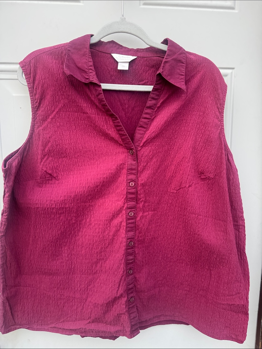 Christopher & Banks Sleeveless Button-Front Top in Raspberry